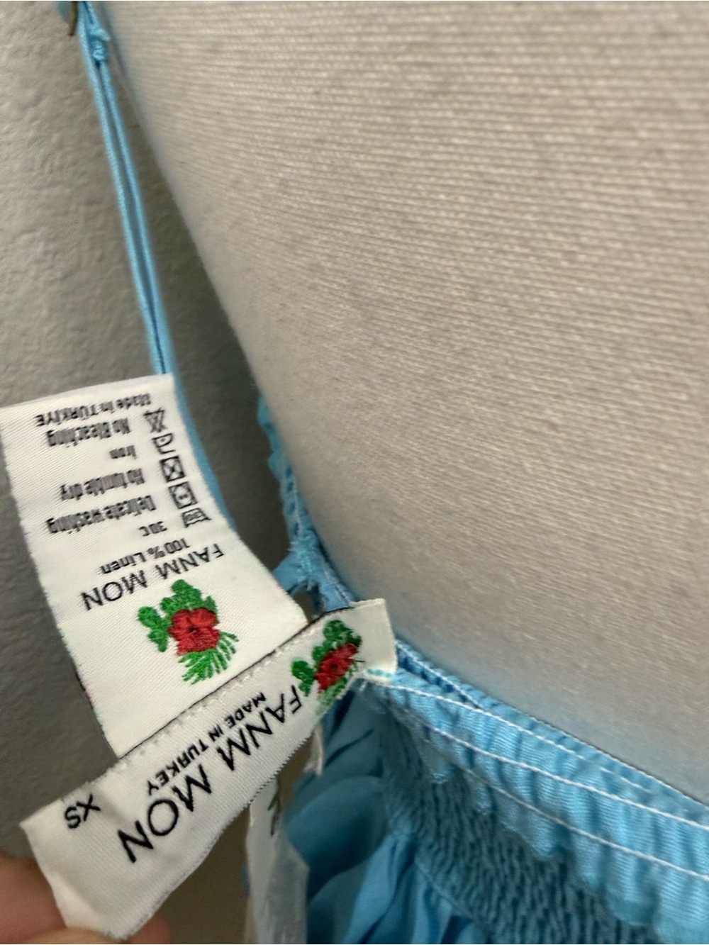 Fanm Mon NWT Marion Front Keyhole Embroidered Strapless Coordinating Peplum Top - Picture 4 of 4